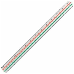 Linex 312 - Omsætningslineal i plastik - 30 cm - Skala 1:100, 1:200, 1:250, 1:300, 1:400, 1:500