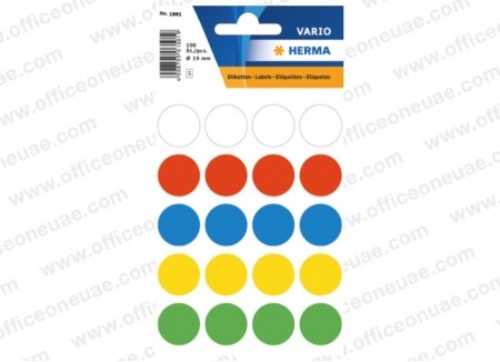 Farvede dots m. klæb 19 mm - Flere farver i samme pakke