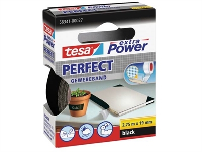 Tesa Extra Power Perfect tekstiltape, sort -  19 mm