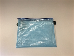 Plastik lynlåspose - Blåt gennemsigtig plast med forstærkning - 190x250mm.
